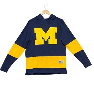 PINK Victoria's Secret Michigan Wolverines Hoodie Navy Yellow Small 385534-MCH